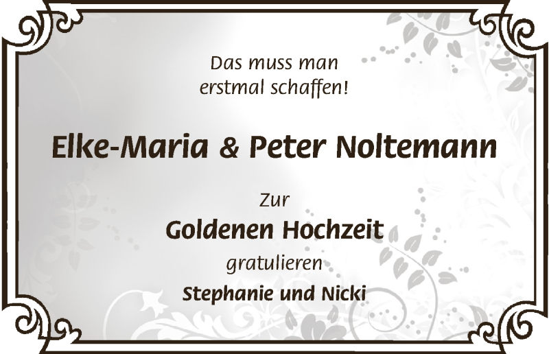 Hochzeitsanzeige von Elke-Maria Noltemann von Osterholzer Kreisblatt