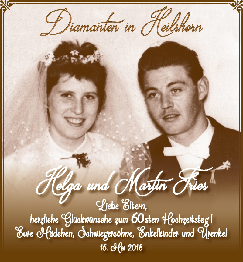 Hochzeitsanzeige von Helga Fries von Osterholzer Kreisblatt