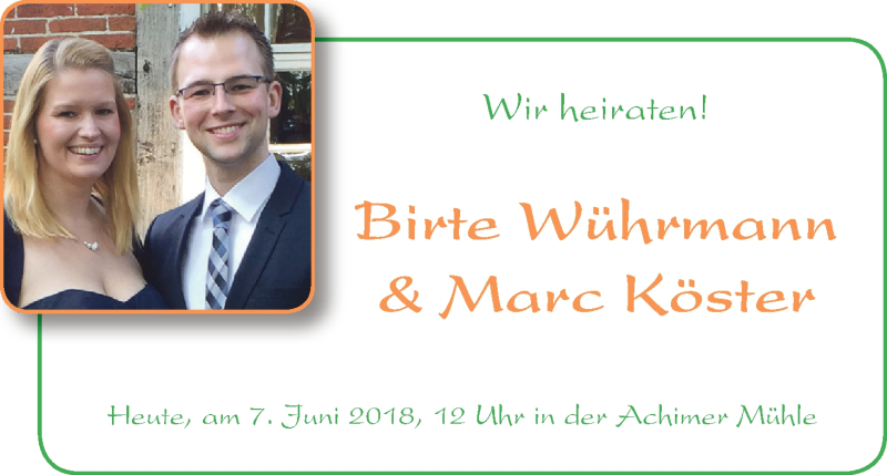 Hochzeitsanzeige von Birte Wührmann von WESER-KURIER