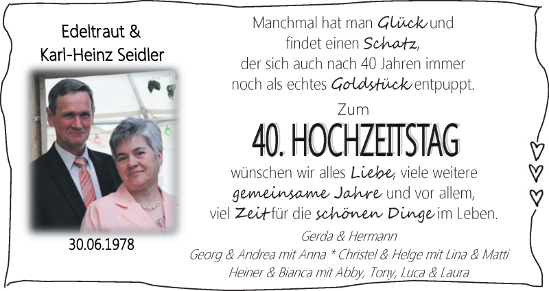 Hochzeitsanzeige von Edeltraut Seidler von Die Norddeutsche