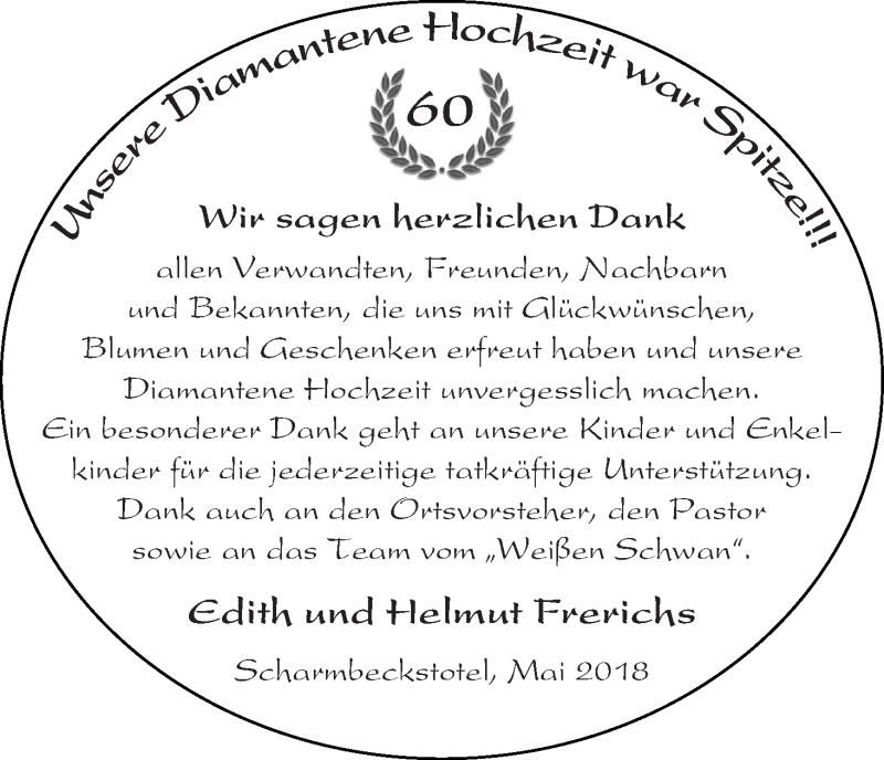 Hochzeitsanzeige von Edith Frerichs von Osterholzer Kreisblatt