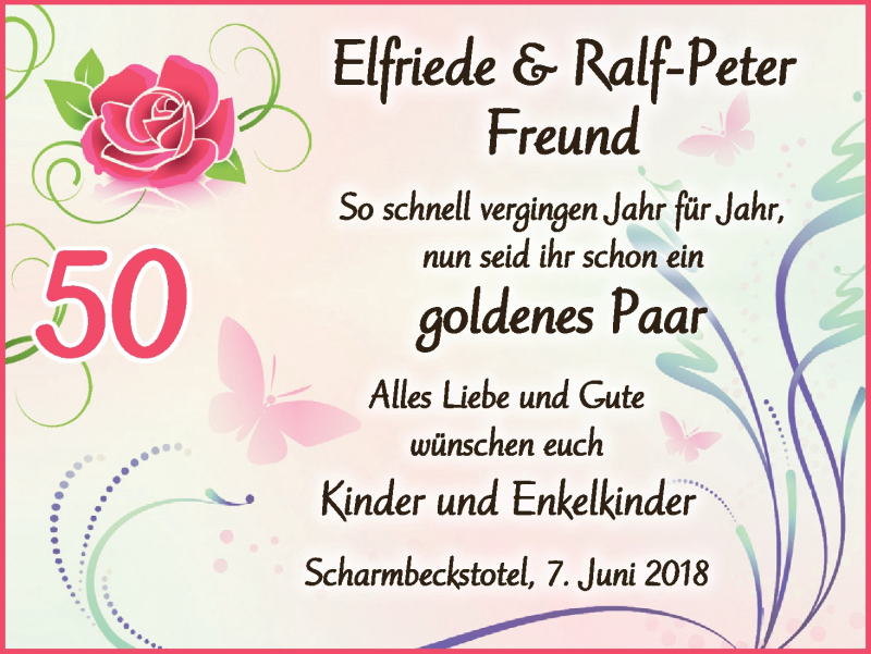 Hochzeitsanzeige von Elfriede Freund von Osterholzer Kreisblatt
