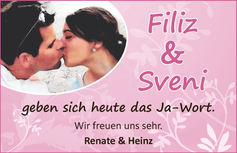 Hochzeitsanzeige von Filiz  von Wuemme Zeitung