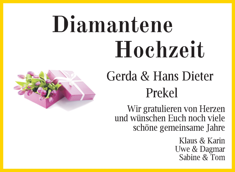 Hochzeitsanzeige von Gerda Prekel von WESER-KURIER