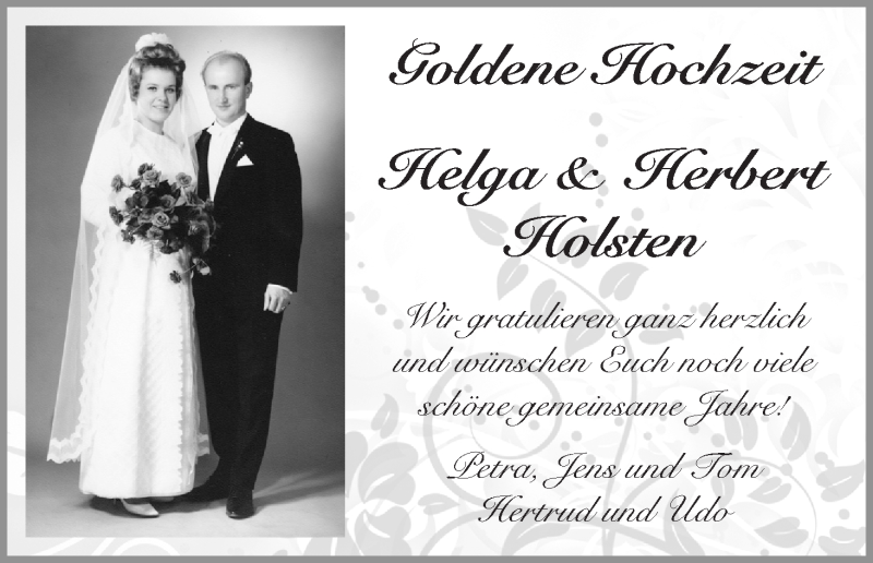 Hochzeitsanzeige von Helga Holsten von WESER-KURIER