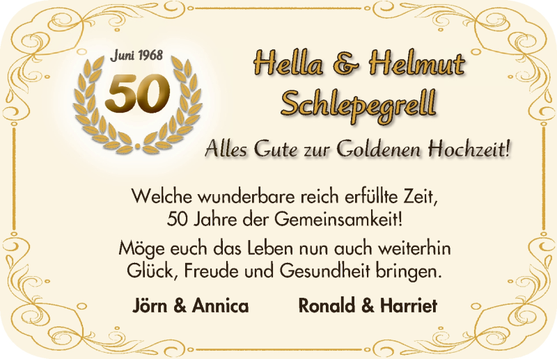 Hochzeitsanzeige von Hella Schlepegrell von Osterholzer Kreisblatt