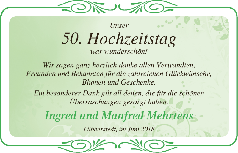 Hochzeitsanzeige von Ingred Mehrtens von Osterholzer Kreisblatt