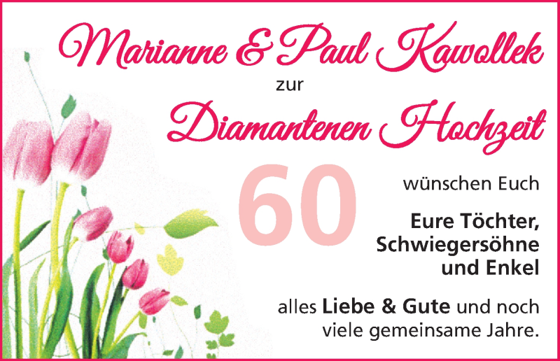 Hochzeitsanzeige von Marianne Kawollek von Die Norddeutsche