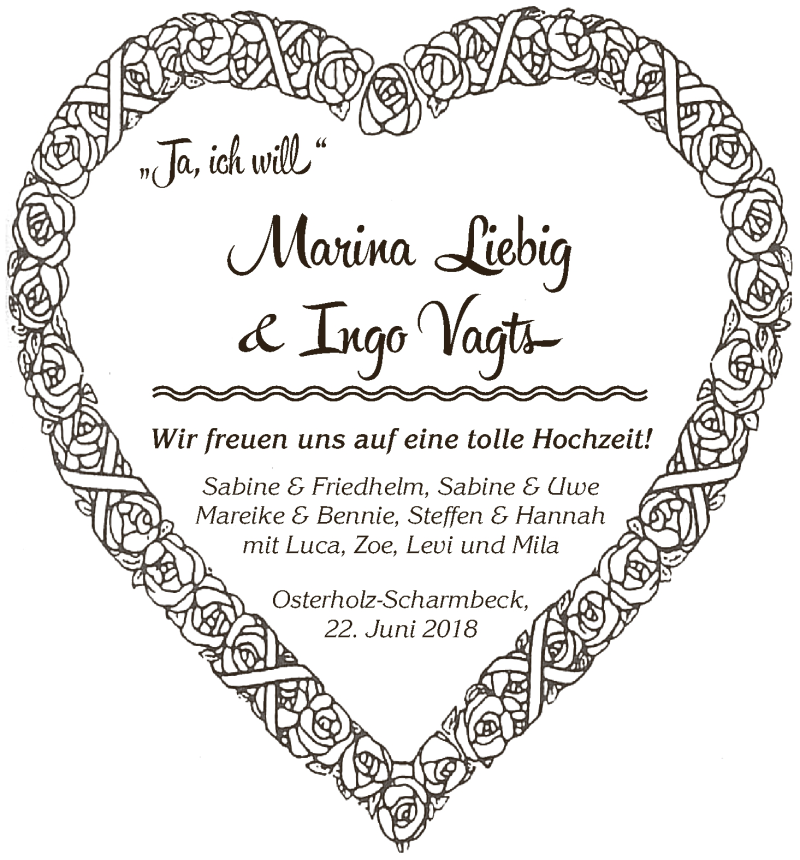 Hochzeitsanzeige von Marina Liebig von Osterholzer Kreisblatt