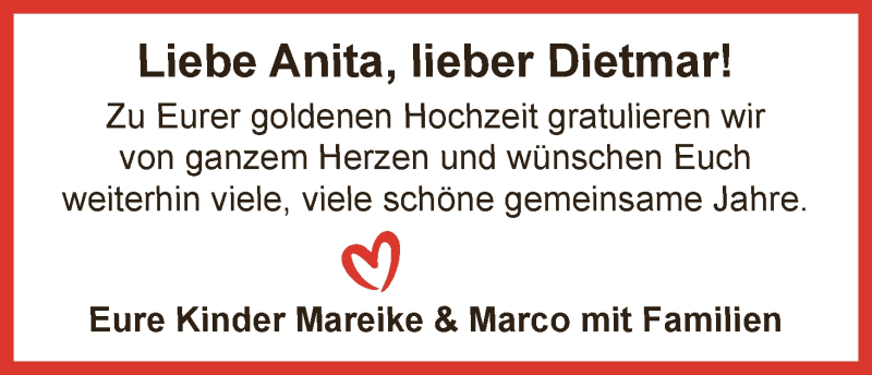 Hochzeitsanzeige von Anita,  von WESER-KURIER