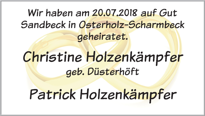 Hochzeitsanzeige von Christine Holzenkämpfer von WESER-KURIER