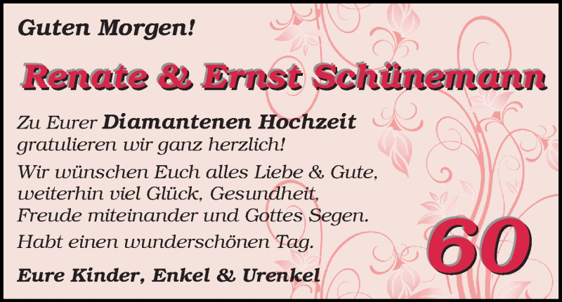Hochzeitsanzeige von Renate Schünemann von WESER-KURIER