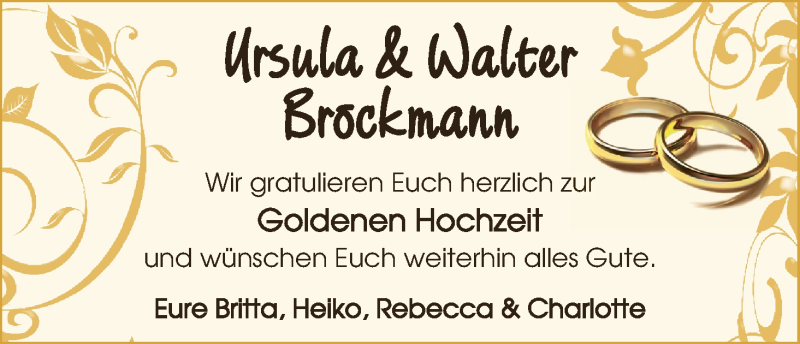 Hochzeitsanzeige von Ursula Brockmann von WESER-KURIER