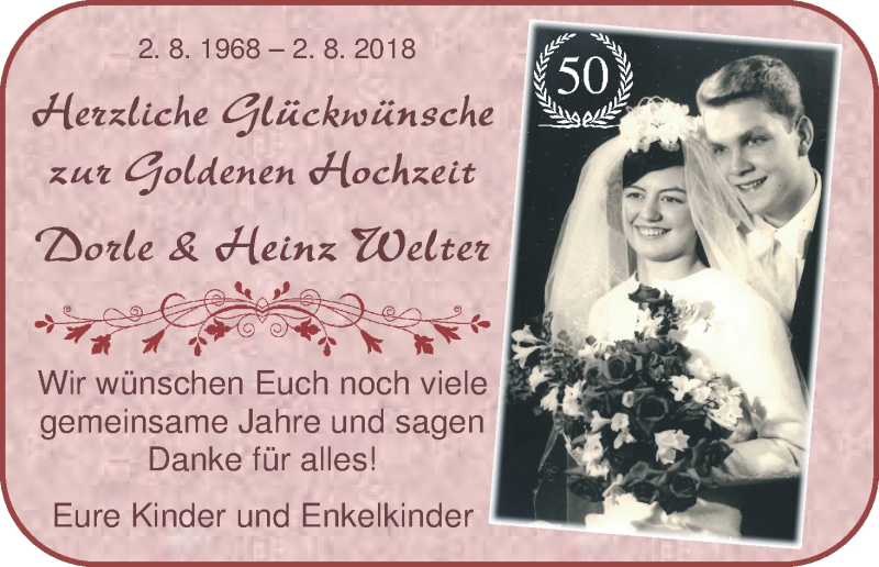 Hochzeitsanzeige von Dorle Welter von WESER-KURIER