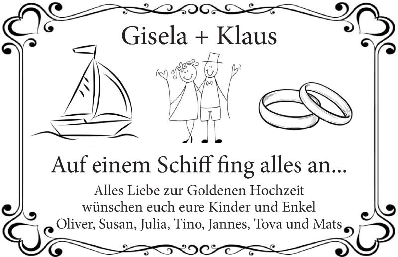 Hochzeitsanzeige von Gisela  von WESER-KURIER
