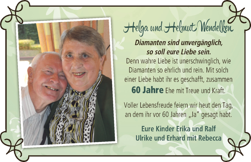 Hochzeitsanzeige von Helga Wedelken von Osterholzer Kreisblatt