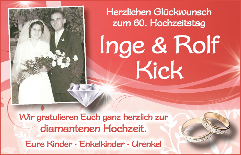 Hochzeitsanzeige von Inge Kick von WESER-KURIER
