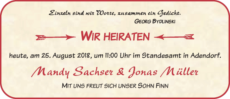 Hochzeitsanzeige von Mandy Sachser von WESER-KURIER