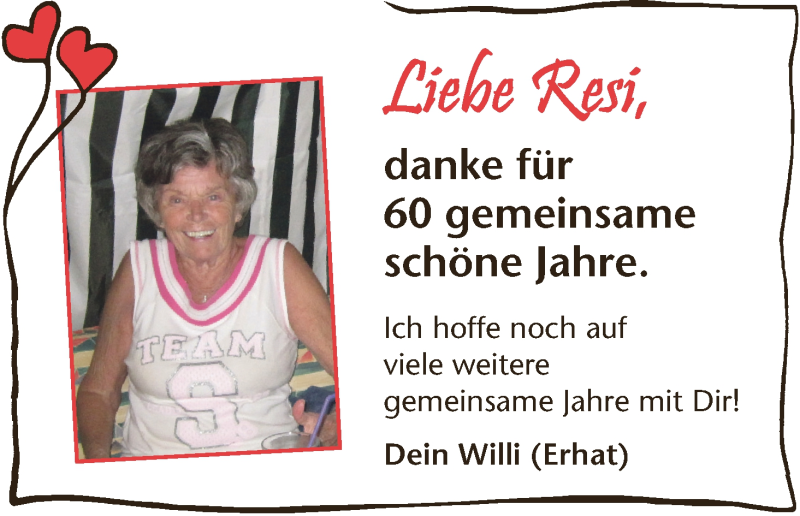 Hochzeitsanzeige von Resi  von WESER-KURIER