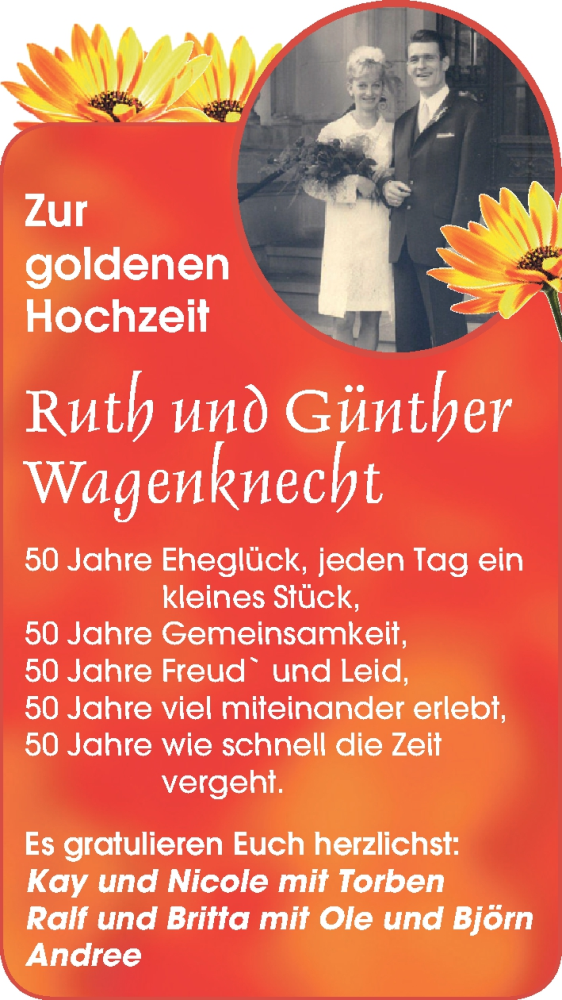 Hochzeitsanzeige von Ruth Wagenknecht von WESER-KURIER