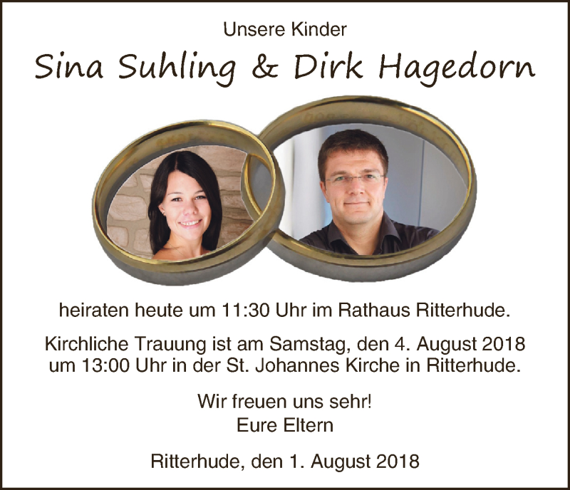 Hochzeitsanzeige von Sina Suhling von Osterholzer Kreisblatt