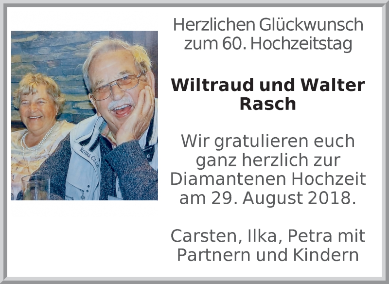 Hochzeitsanzeige von Wiltraud Rasch von WESER-KURIER