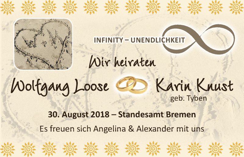 Hochzeitsanzeige von Wolfgang Loose von WESER-KURIER