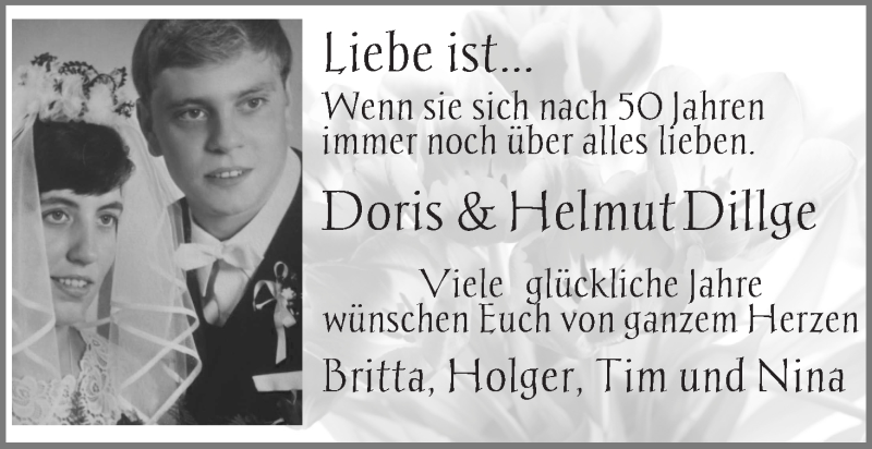 Hochzeitsanzeige von Doris Dillge von Die Norddeutsche