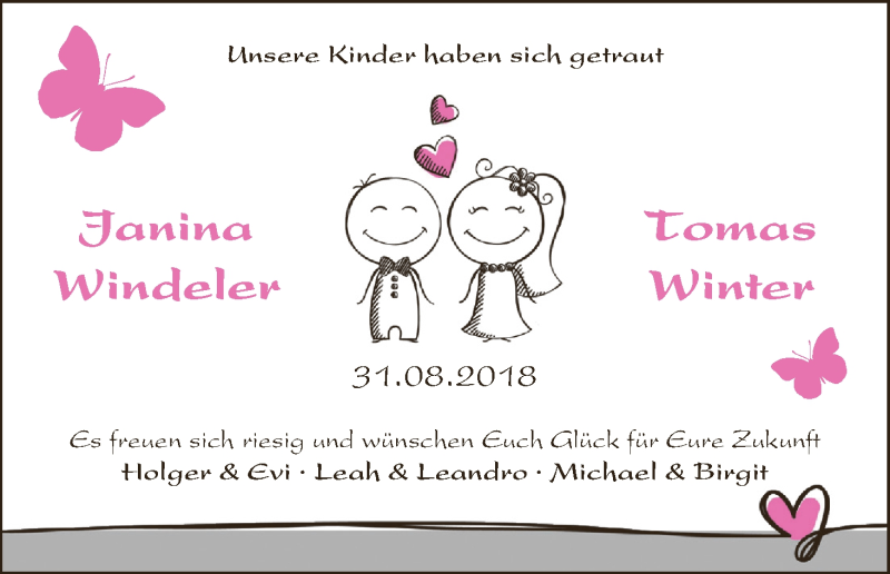 Hochzeitsanzeige von Janina Windeler von WESER-KURIER