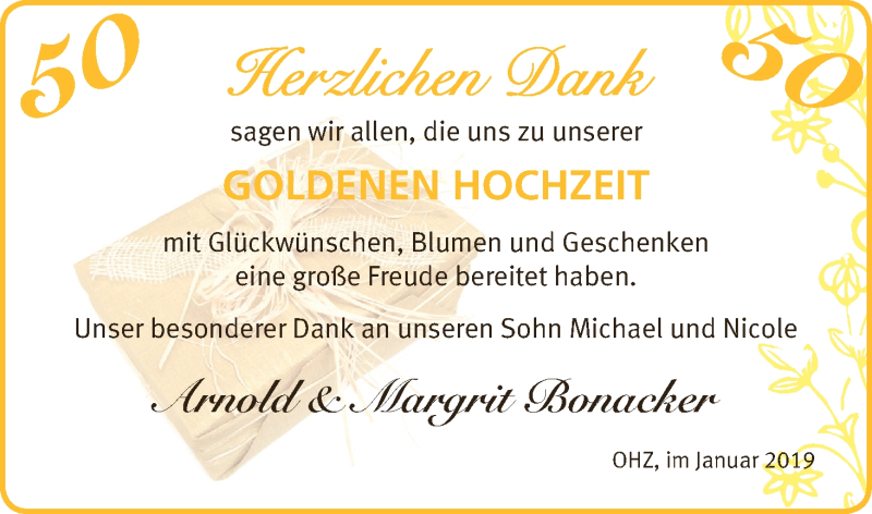 Hochzeitsanzeige von Arnold Bonacker von Osterholzer Kreisblatt