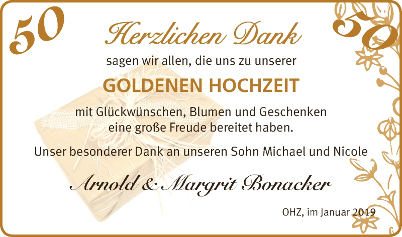 Hochzeitsanzeige von Arnold Bonacker von Osterholzer Kreisblatt