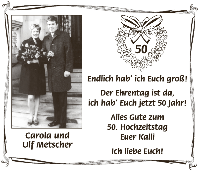Hochzeitsanzeige von Carola Metscher von WESER-KURIER