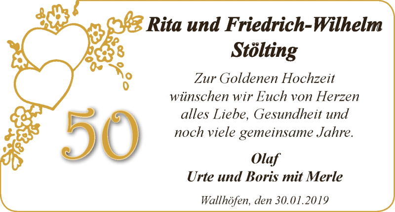 Hochzeitsanzeige von Rita Stölting von Osterholzer Kreisblatt