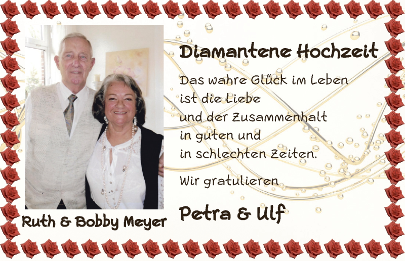 Hochzeitsanzeige von Ruth Meyer von Die Norddeutsche