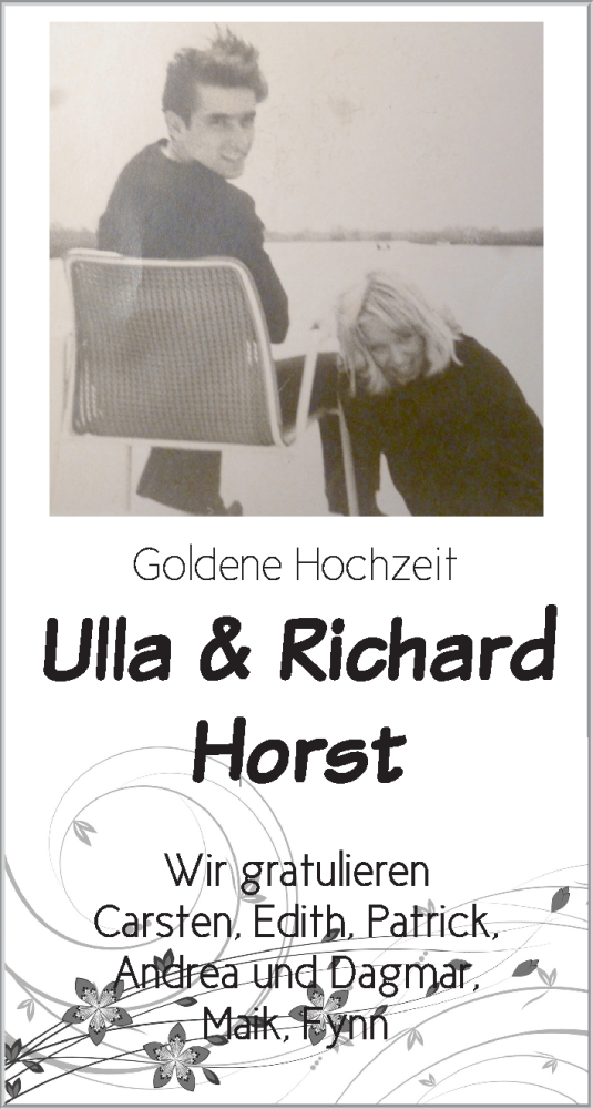 Hochzeitsanzeige von Ulla Horst von Wuemme Zeitung