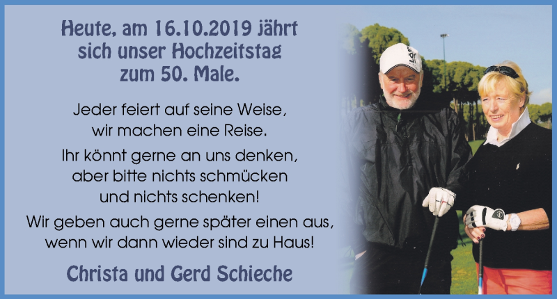 Hochzeitsanzeige von Christa Schieche von Osterholzer Kreisblatt