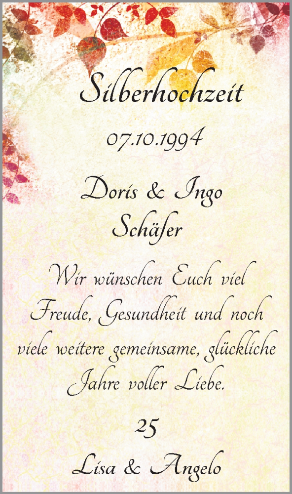 Hochzeitsanzeige von Doris Schäfer von Die Norddeutsche