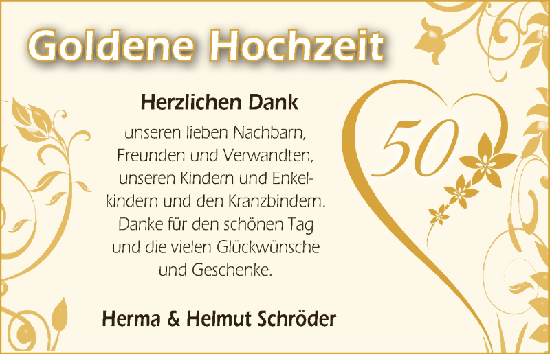 Hochzeitsanzeige von Herma Schröder von Wuemme Zeitung