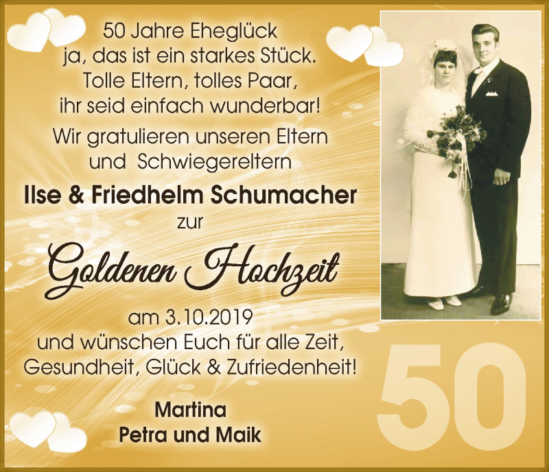 Hochzeitsanzeige von Ilse Schumacher von Osterholzer Kreisblatt