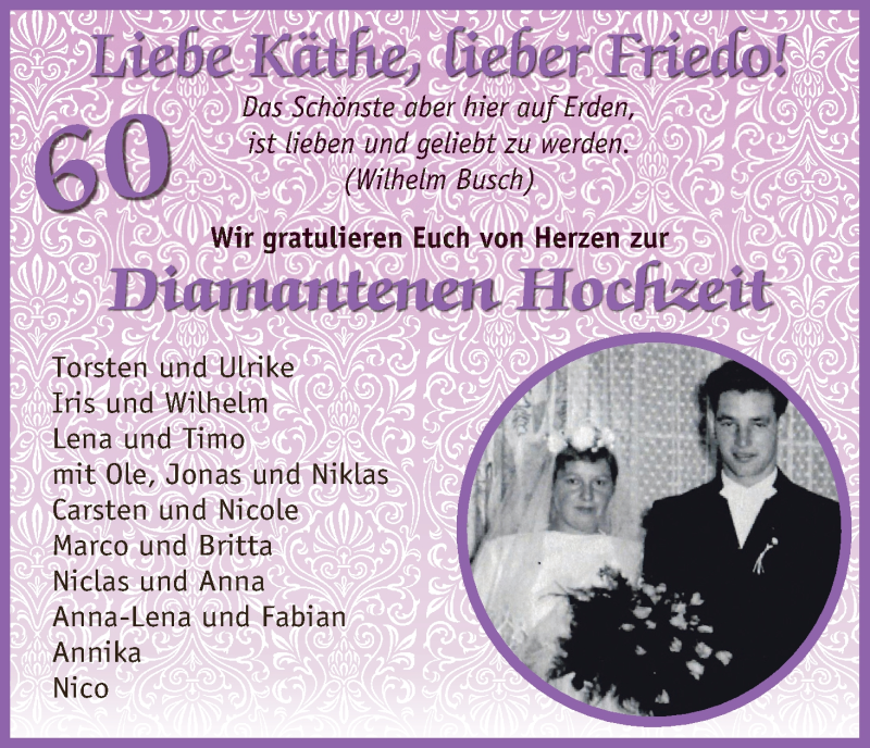 Hochzeitsanzeige von Käthe  von Die Norddeutsche