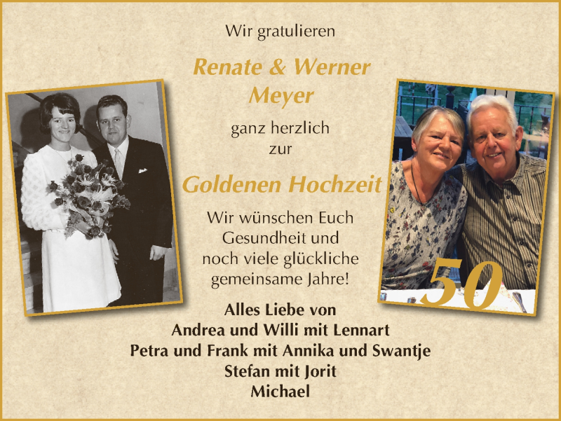 Hochzeitsanzeige von Renate Meyer von WESER-KURIER
