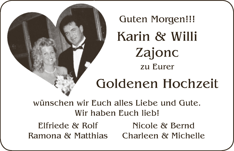 Hochzeitsanzeige von Karin Zajonc von WESER-KURIER