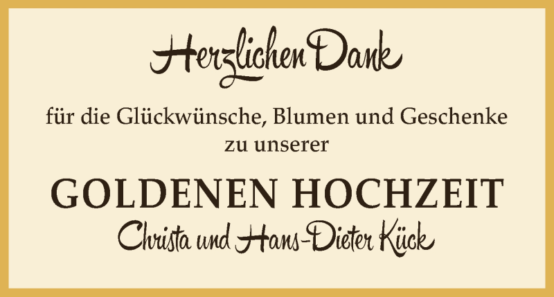 Hochzeitsanzeige von Christa Kück von Wuemme Zeitung