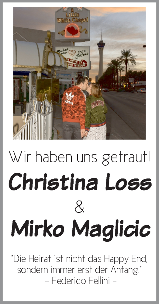 Hochzeitsanzeige von Christina Loss von WESER-KURIER