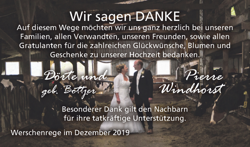 Hochzeitsanzeige von Dörte Windhorst von Osterholzer Kreisblatt