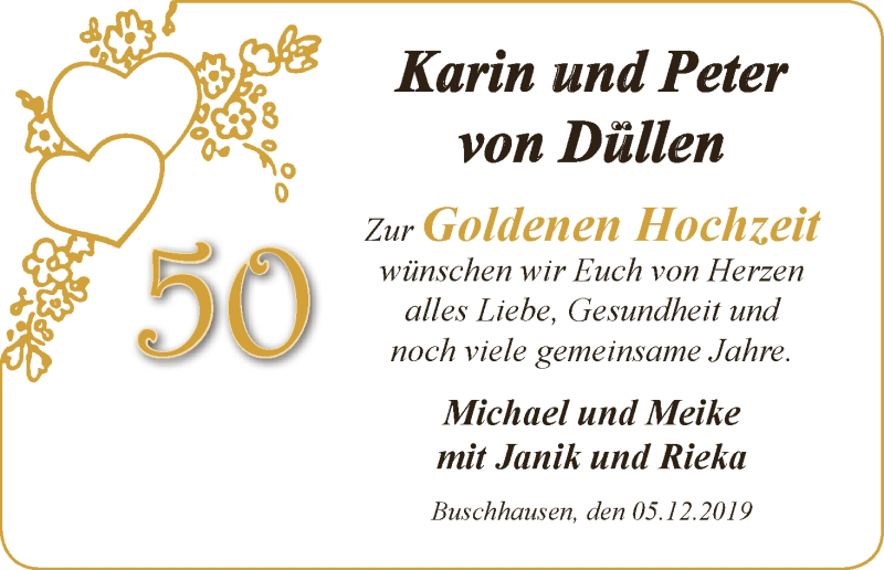 Hochzeitsanzeige von Karin von Düllen von Osterholzer Kreisblatt