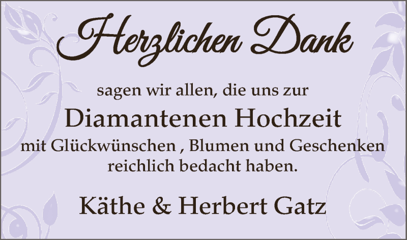 Hochzeitsanzeige von Käthe Gatz von Osterholzer Kreisblatt