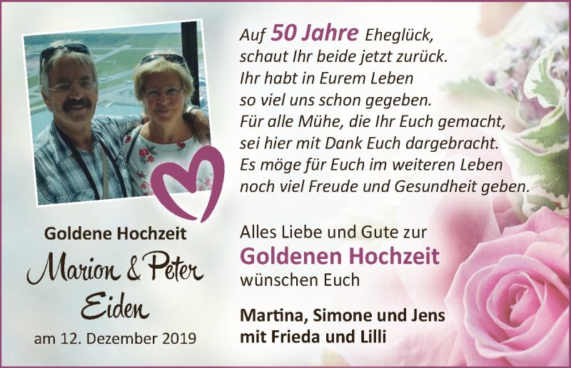 Hochzeitsanzeige von Marion Eiden von Osterholzer Kreisblatt