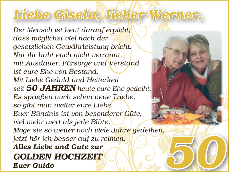 Hochzeitsanzeige von Gisela  von WESER-KURIER