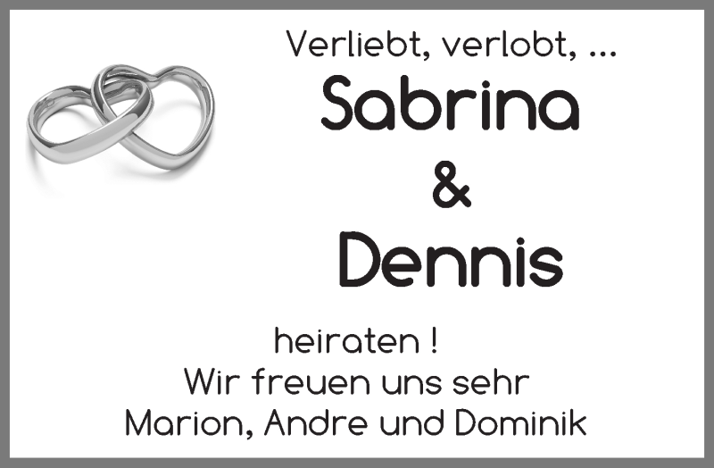 Hochzeitsanzeige von Sabrina  von Die Norddeutsche